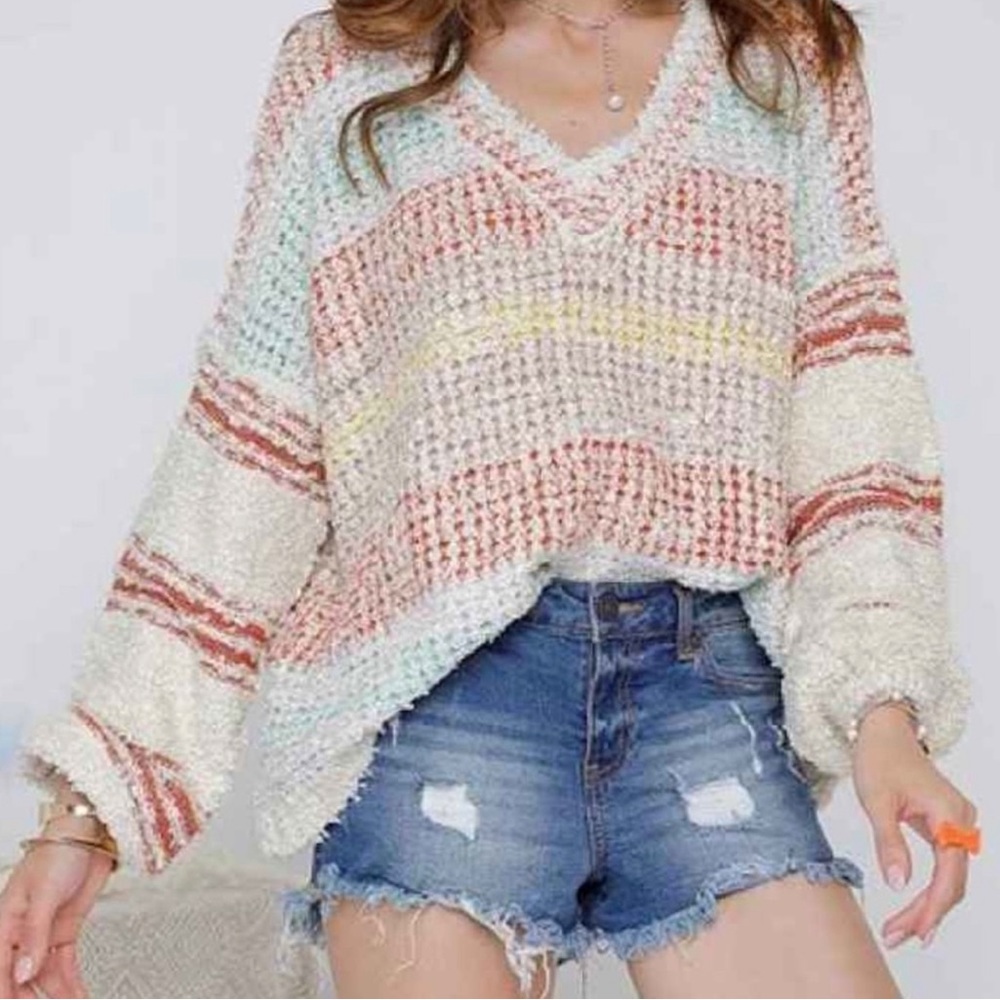 Adora V-neck multicolor striped sweater